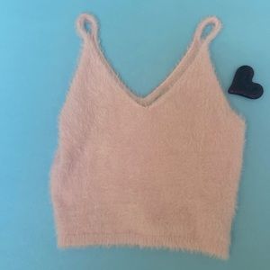 Pink fuzzy tank top
